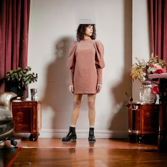 Ted Baker Tipto Exaggerated Long Sleeves Corduroy Mini Dress Size 1 US 4 - Picture 4 of 16